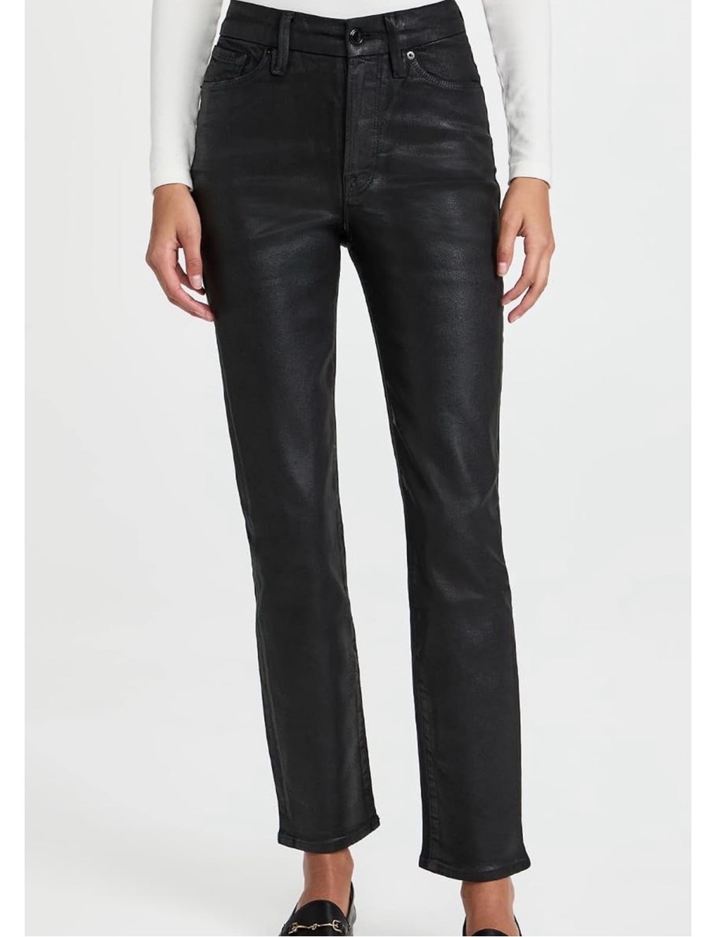 Good American Black Coated Skinny High-Rise Jeans